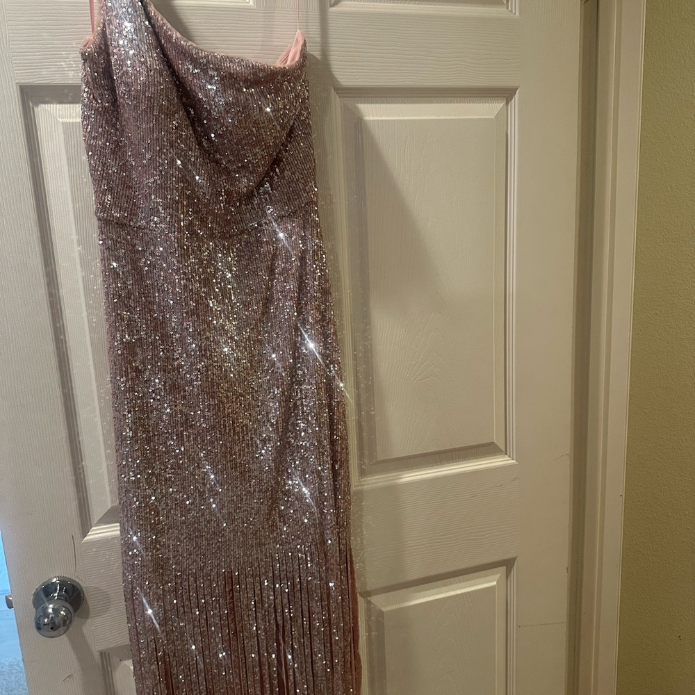 Aqua Pink Sequin on shoulder Dress
